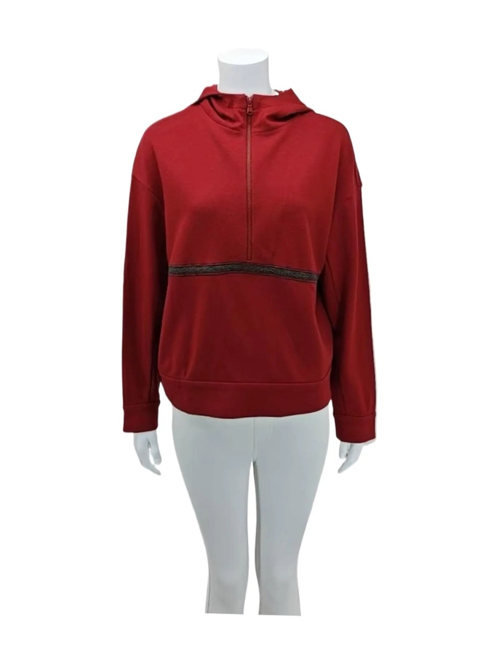 Brunello Cucinelli Crimson Half-Zip Hooded Sweatshirt 100% Cashmere